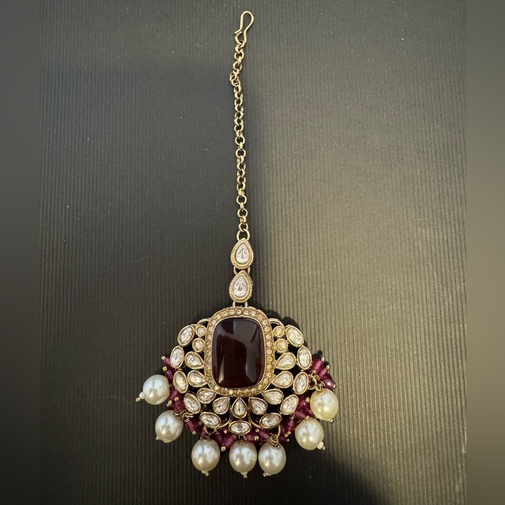 NWOT Diamond and Ruby Maang Tika Head Jewelry